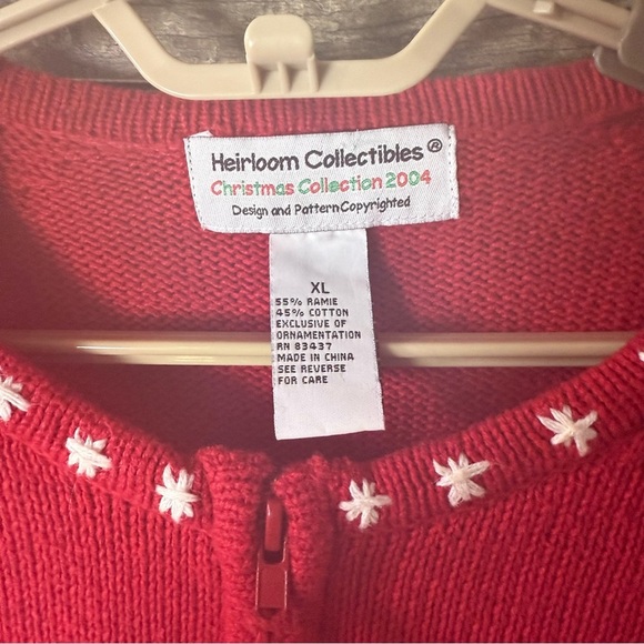Vintage 90s Heirloom Christmas Snowman Cardigan Skiing Sleigh Riding Fun Size XL - Picture 8 of 11